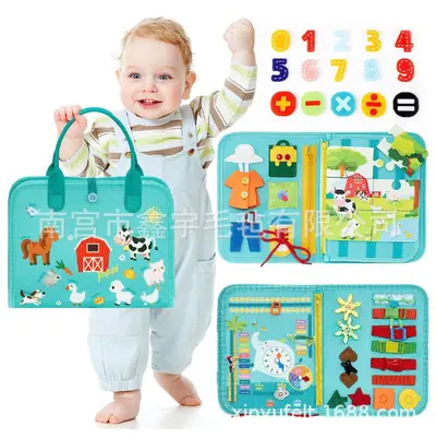 Cross-border Montessori early education toys, children's intelligence development felt activity board, creative DIY intelligence development educational learning board