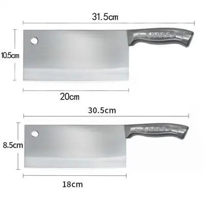 Küchenmesserset aus rostfreiem Stahl mit verdickter Schneideklinge, Fleischmesser, Knochenhackmesser, Messerset mit gemustertem Griff, Haushaltskütchenmesser, Fleischmesser - 9