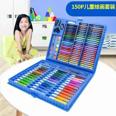 Kindermalpinsel-Set Geschenkbox 150-teiliges Malset Kindergarten Kunstmalset Aquarellstift Grundschüler spezial Luxusausführung - 9