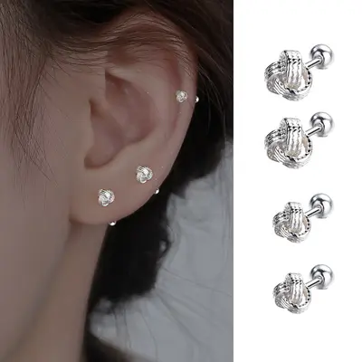 925er Silber Ruyi-Knoten-Ohrringe, einfaches Design