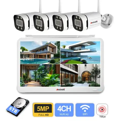 500万高清4路/8路无线WIFI子弹摄像头套装带显示屏户外防水全彩 - 8