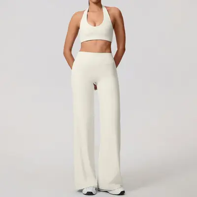 Long Sleeve Hollow-Out Yoga Set with Chest Pads, Open Back, Model 801 - 9