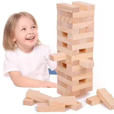 Wooden Children's Stacking Tabletop Parent-Child Educational Fun Early Learning Large Particle Toy Stack-High Assembly Building Blocks