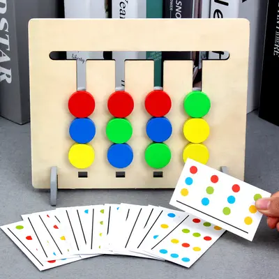 Wooden Montessori Logic Game, Four-Color Fruit, Double-Sided, Children's Educational Toy