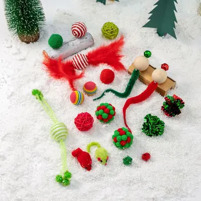 Weihnachts-Katzenspielzeug-Zubehörset, selbst zusammensetzbar, Selbstbeschäftigung