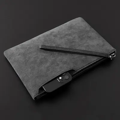Echtleder-Herren-Clutch im Umschlagdesign, klein - 3