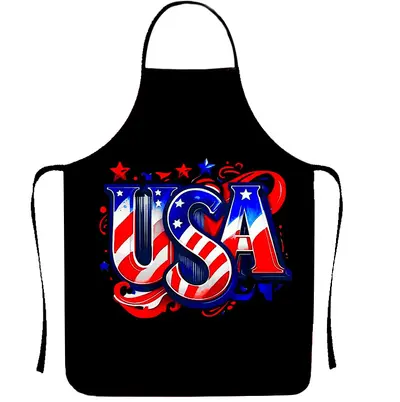 Independence Day Printed Waterproof Kitchen Apron with Neck Tie