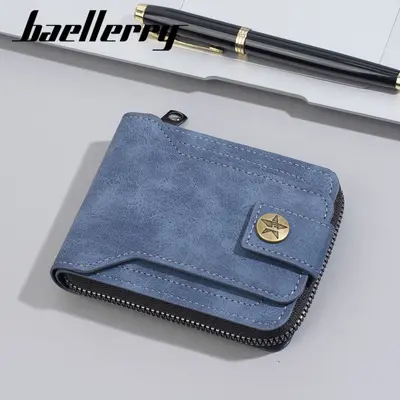 Men's Small Tri-Fold Wallet with Horizontal Zipper