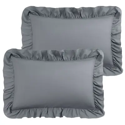 Satin Ruffle Pillowcase, Solid Color, Single and Double Size - 10