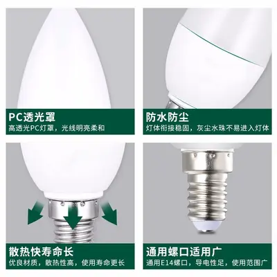 Led aydınlatma mum ampul ucu kabarcık kuyruk kabarcık e14 ampul e27 ampul oturma odası yatak odası duvar avize