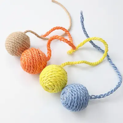 Sisal ip kedi topu, kağıt ip, çıngıraklı, etkileşimli kedi oyuncağı - 13