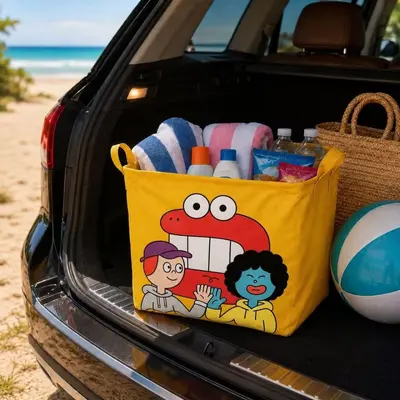 Foldable Car Trunk Organizer Basket, Large Capacity Storage Box