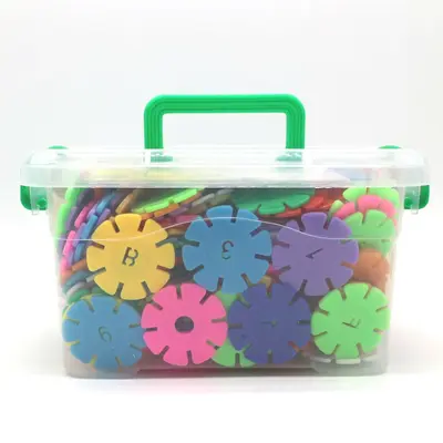 Early Education Plastic Snowflake Building Blocks in Storage Box, Snap-Together Toy for Ba - 11