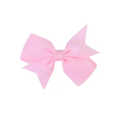 Children's Satin Bow Hair Clip, Solid Colour Ribbed, Handmade Swallowtail - 13