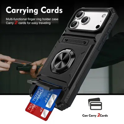 2-in-1 Card Holder Phone Case with Stand for iPhone 17 16 15 14 13 12