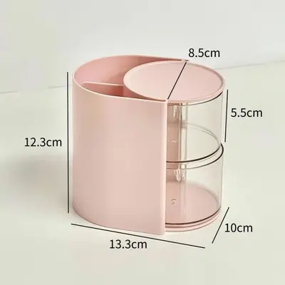 Powder puff desktop storage box rotating lid dustproof - 7