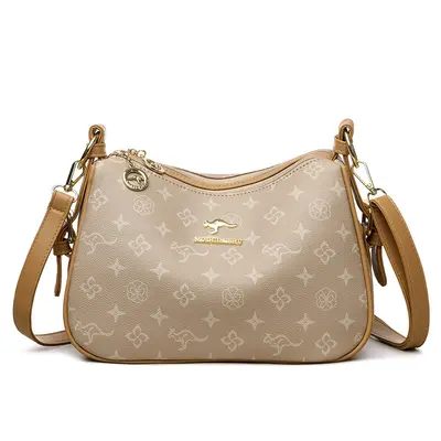 Damen-Handtasche mit Schultergurt, Mittelklasse-Mom-Bag 2025 Neukollektion, bedrucktes weiches Leder, hochwertige Vintage-Umhängetasche mit Schulterriemen - 7