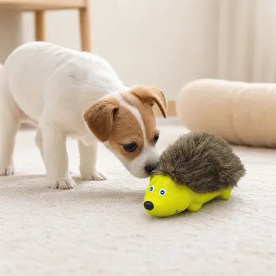 Latex Hedgehog Dog Toy, Squeaky Plush, Chew-Resistant