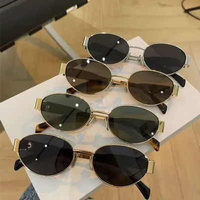 Mehrere neue grenzüberschreitende Arc de Triomphe Sonnenbrillen mit ovalem Metallrahmen Damen Fashion Street Style Sonnenbrille 8822