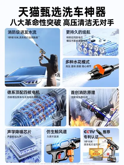 适用于洗车机高压水枪家用2026新款无线锂电池大功率强力增压清洗