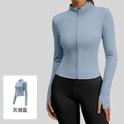 源头工厂加工定制来图打样贴牌logo瑜伽服外套健身上衣女 - 11