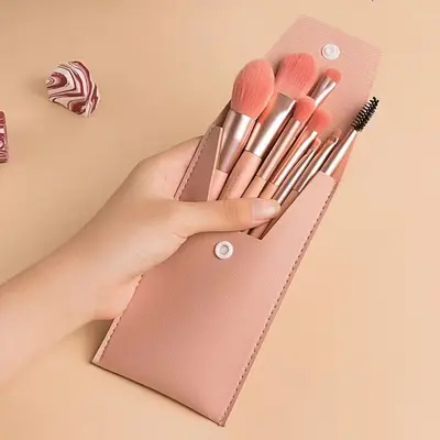 Yüksek kaliteli makyaj fırçası 8 parçalı taşınabilir kapatıcı pudra fırçası seti yumuşak kıllı güzellik göz farı aracı makyaj - 12