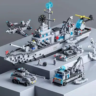 LEGO-Compatible Aircraft Carrier Building Block Set, 74 cm, Educational Toy Warship - 7