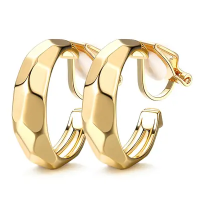 Geometric Painless Hollow Ear Clips, Non-Piercing Alloy Earrings - 9