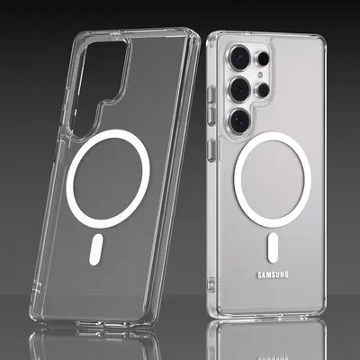 Samsung Galaxy S26 Ultra Şeffaf Manyetik Telefon Kılıfı Mat Yüzey