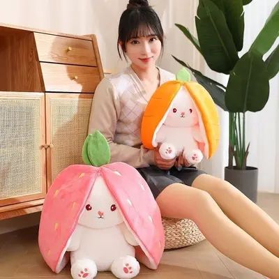 Peluş oyuncak bebek bebek yastık toptan çilek tavşan tavşan havuç doğum günü hediyesine dönüştü - 3
