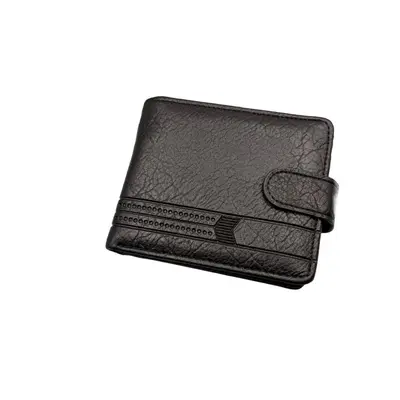 Men's wallet, large capacity, multi-card slots, retro litchi pattern, with buckle - 6