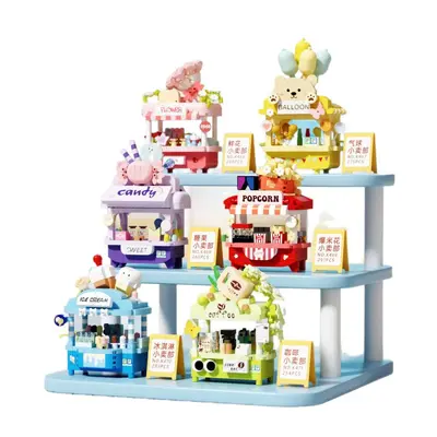 Micro Particle Building Block Set, Flower Street Scene with Cartoon Figures - 6