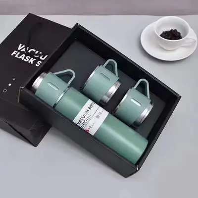 保温杯商务杯套装一杯三盖不锈钢保温杯泡茶杯伴手礼水杯礼品批发