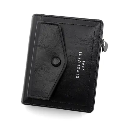 Korean-Style Men's Vertical Short Wallet with Zipper Key Holder and Coin Pocket - 6