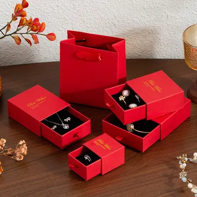 Hersteller-Großhandel Getreidegelb Schubladenbox Schmuck-Aufbewahrungsbox Anhänger Ringverpackungsbox Armbandkette Halskette Schmuckverpackungsbox - 11