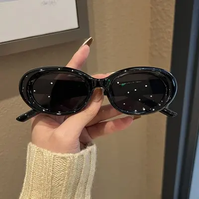 Oval White Frame Cat-Eye Sunglasses with UV Protection for Women - 5
