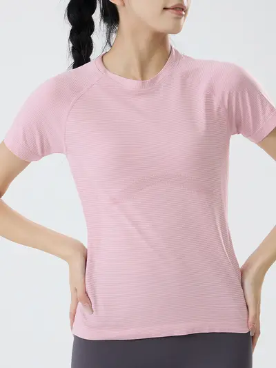 瑜伽服健身短袖透气速干吸湿排汗户外跑步运动t恤修身显瘦健身服
