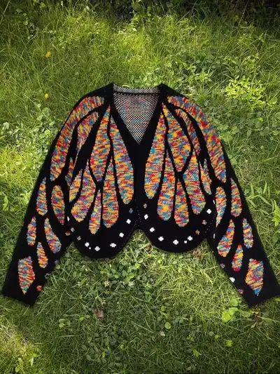 Strickjacke mit Fledermausärmeln, Colorblock - 13