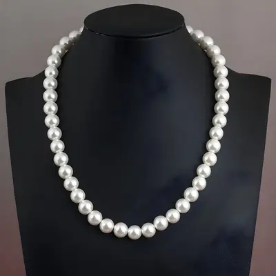 Französische elegante Imitationsperlen-Halskette für Damen, hochwertig, vielseitig kombinierbar, Schlüsselbein-Kette, Influencer-Halskette
