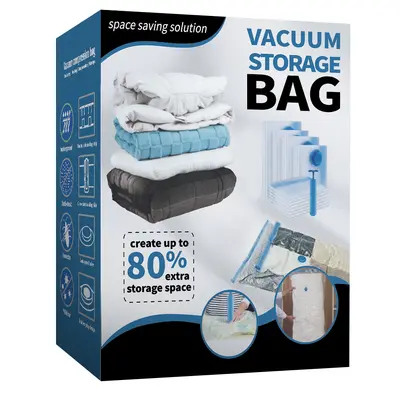 Thickened Transparent Blue Vacuum Compression Storage Bags for Travel Bedding Clothes Quilts Bulk - 9