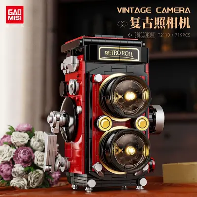 T2109 Retro Clock Building Block Set, Small Particle Decorative Assembly Toy