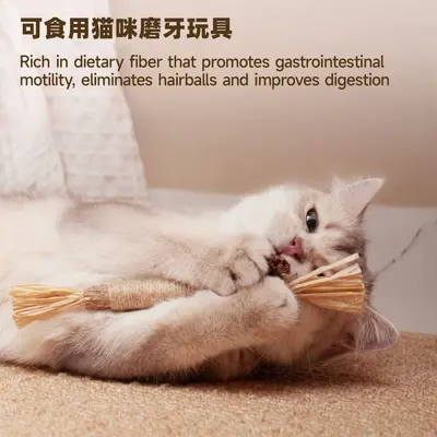 Raffia Cat Teeth Cleaning Chew Stick with Gall Nut