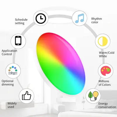 Tuya WiFi Smart Ceiling Light, RGBCW, Dimmable, Alexa and Google Compatible