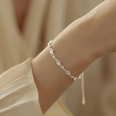 925er Silber Blüten-Armband elegant für Damen - 6