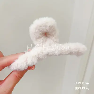 Kadınlar için kalın saçlı, kabarık pençe tokalı, arka saç topuzu için köpekbalığı tokalı, ekstra büyük, sade, çok yönlü moda peluş saç tokası. - 9