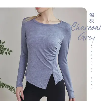 Women's Plus Size Long-Sleeve Quick-Dry Breathable Stretch Yoga Top - 7