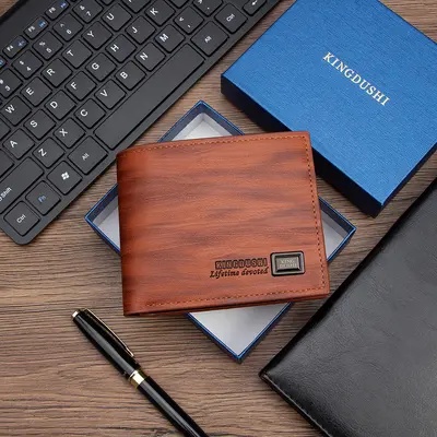 Business Men's Wallet in PU Leather, Tri-fold, Wave Pattern, Multiple Card Slots - 6