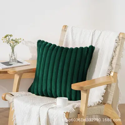Rabbit Hair Pillow Cover Striped Plush Nordic Style Sofa Cushion ins Style Home Decor Striped Rabbit Hair Pillow Cover - 13