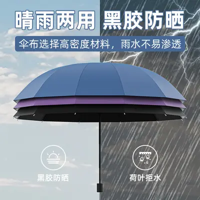 12-Rib Manual Umbrella, Reinforced Large Folding Dual-Use Rain and Sun Umbrella