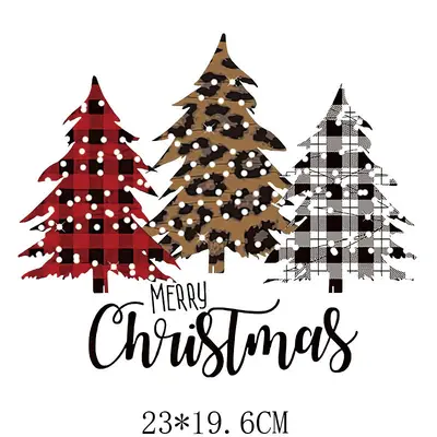 Christmas Iron-On Heat Transfer Patterns, Plaid Letter Designs for Clothing